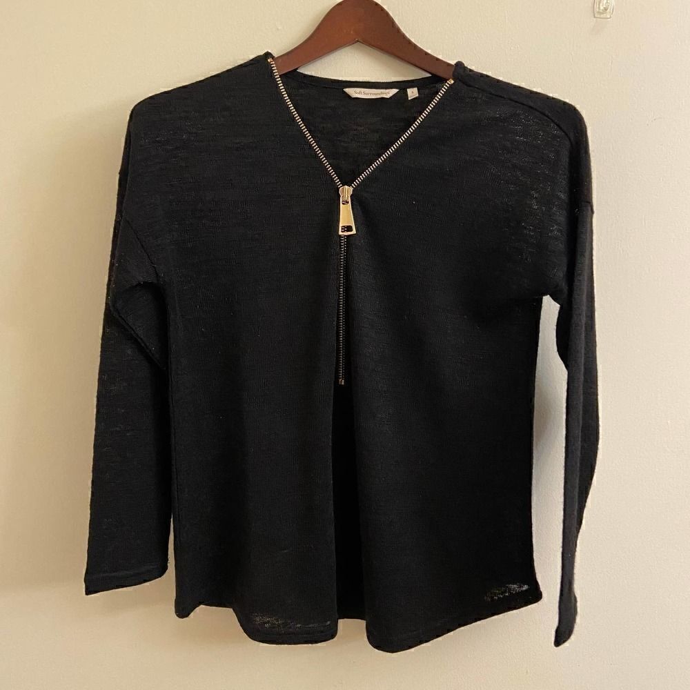 Soft Surrounding Black Valentina Zip Sweater Small - Picture 1 of 4